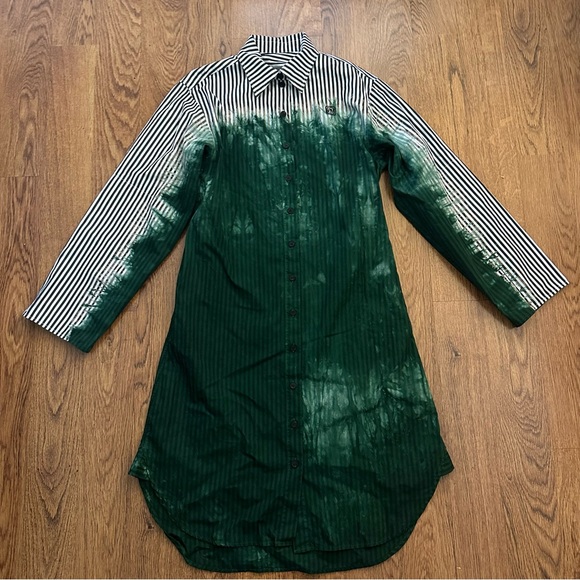 Raquel Allegra Dresses & Skirts - Raquel Allegra Striped Green Black Long Sleeve Shirt Dress size 0 tie dye